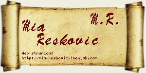 Mia Resković vizit kartica
